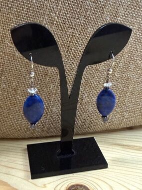 Handcrafted Blue Stone Drop Earrings - Women Jewelry sterling 925